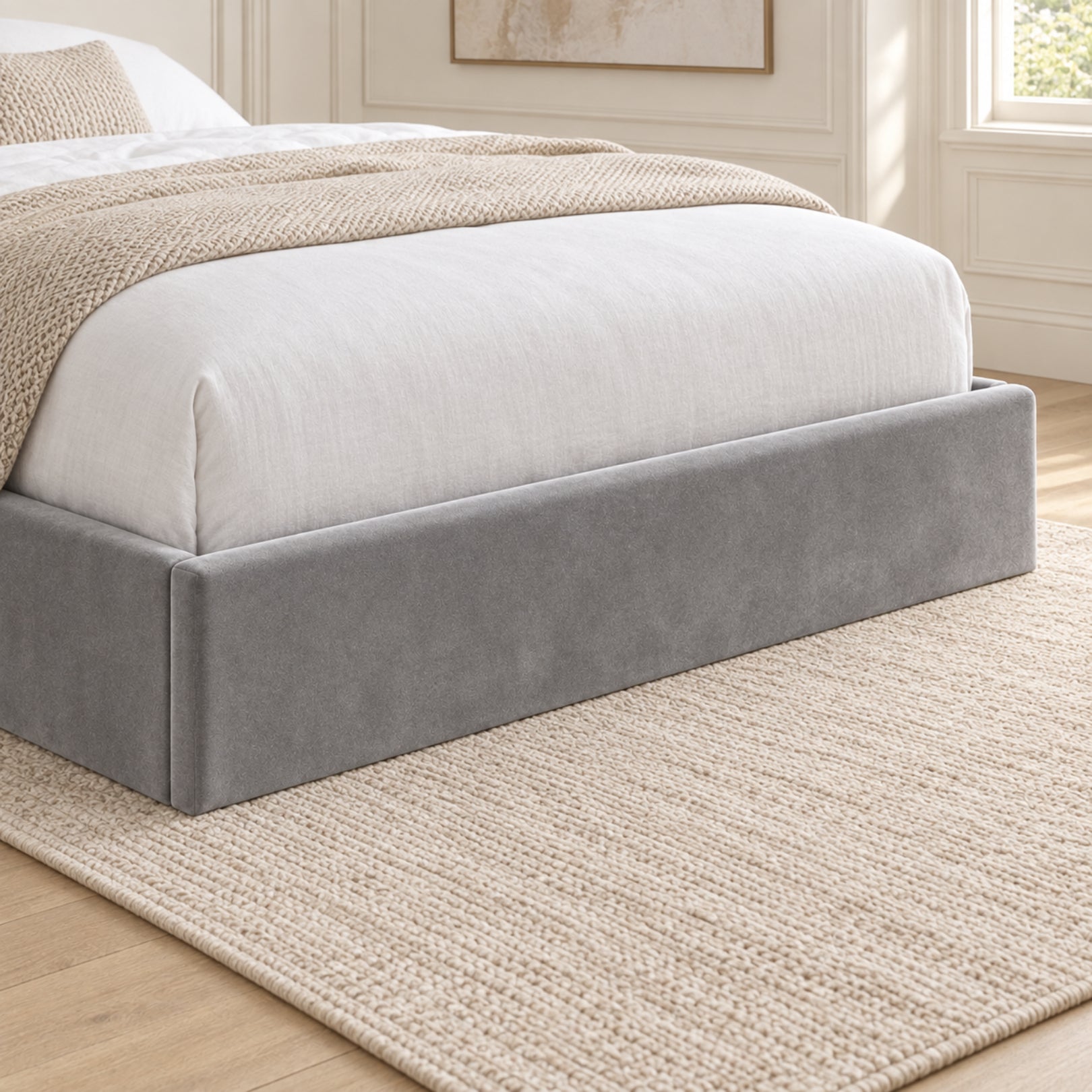 Nuno Straight Winged Upholstered Soft Velvet Bed Frame