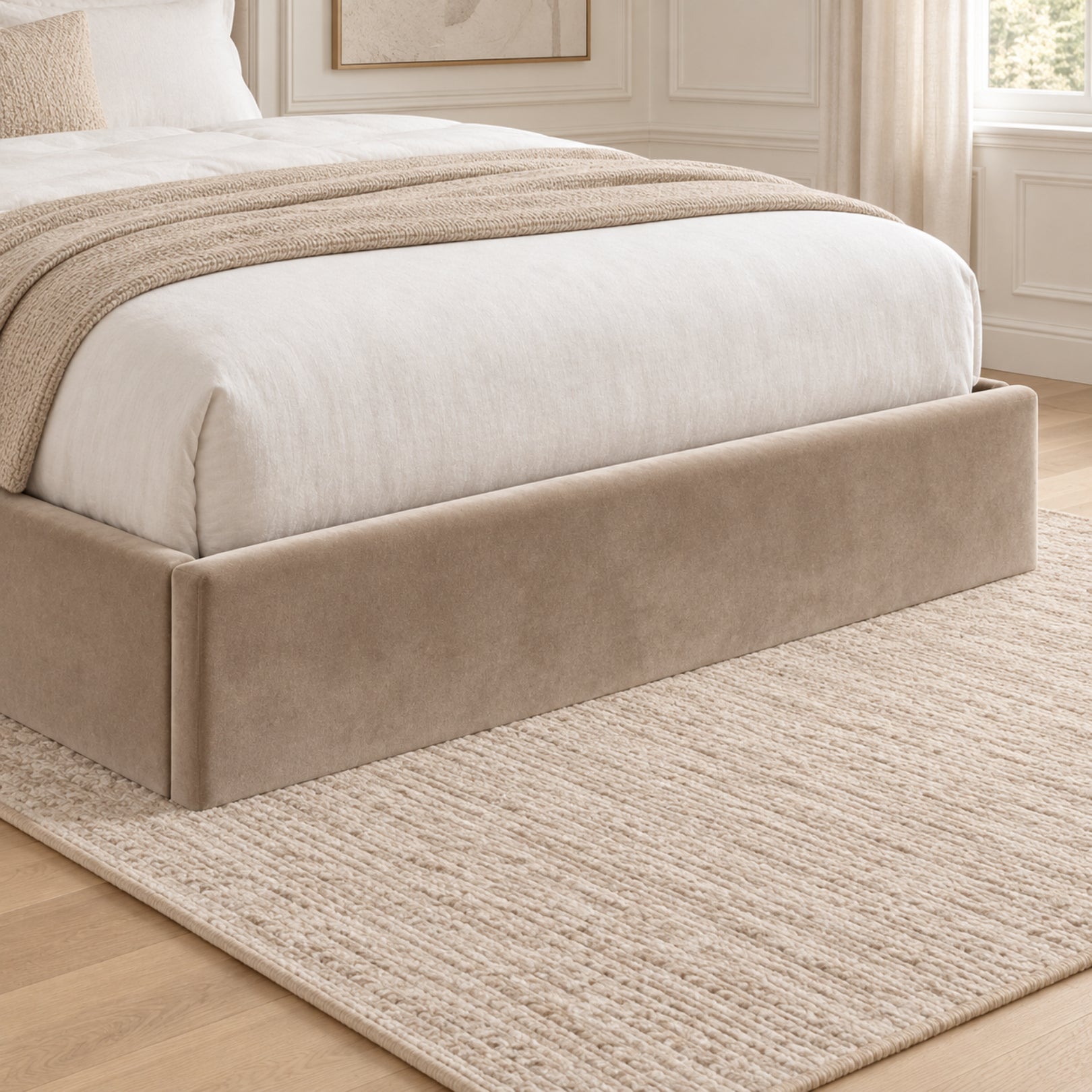 Nuno Straight Winged Upholstered Soft Velvet Bed Frame