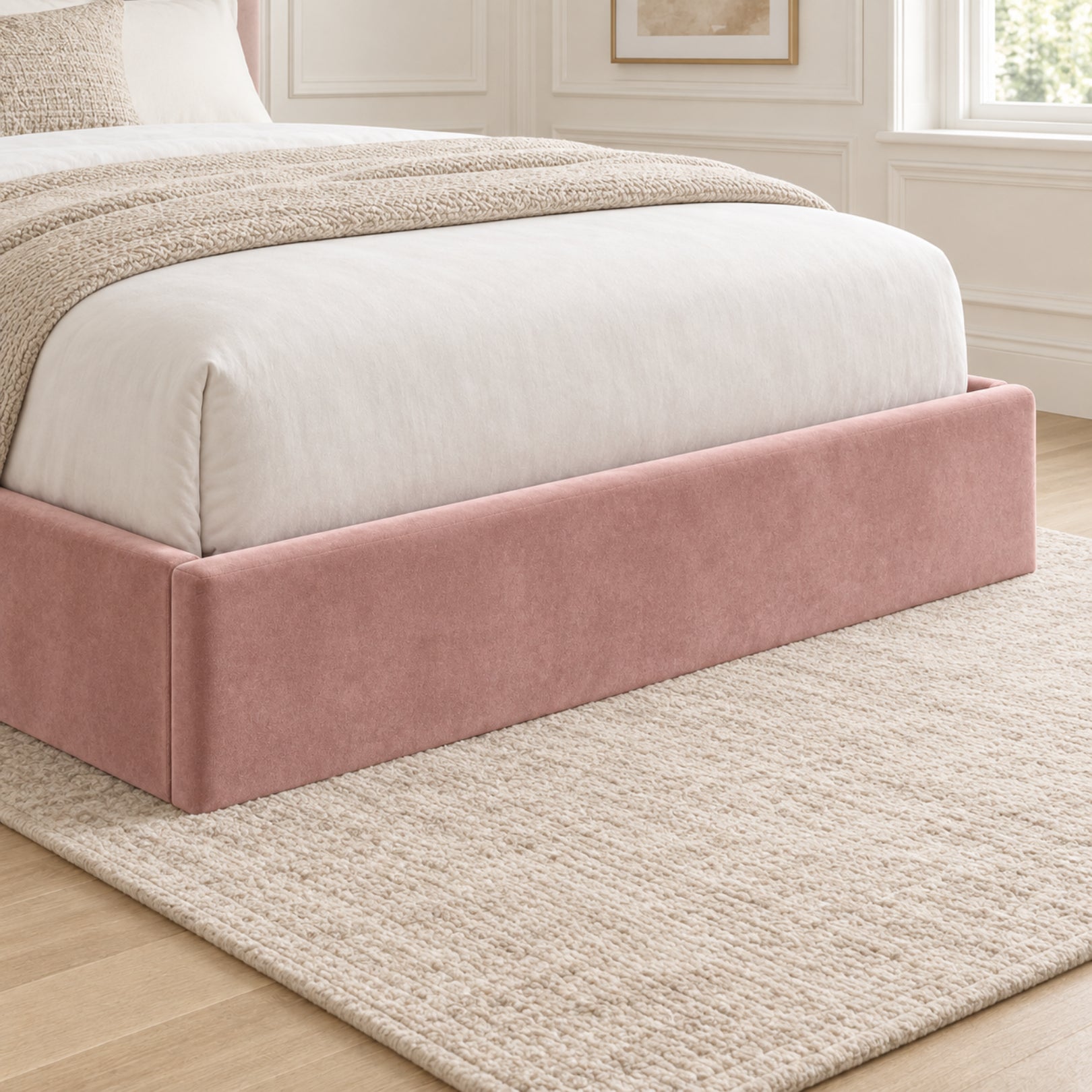 Nuno Straight Winged Upholstered Soft Velvet Bed Frame
