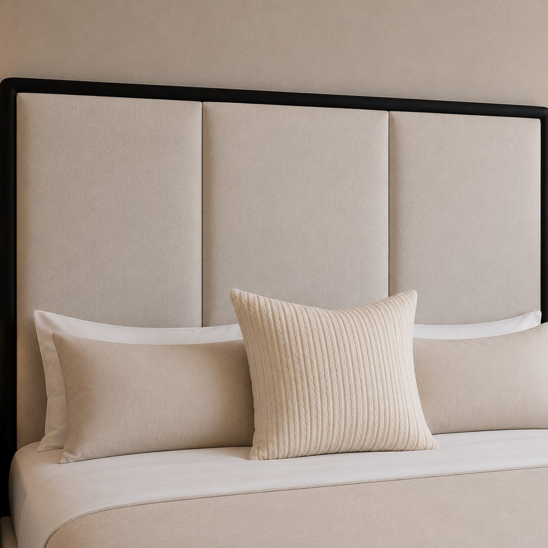 Orvieto Contrast Framed Three Panel Tall Headboard Upholstered Bed Frame