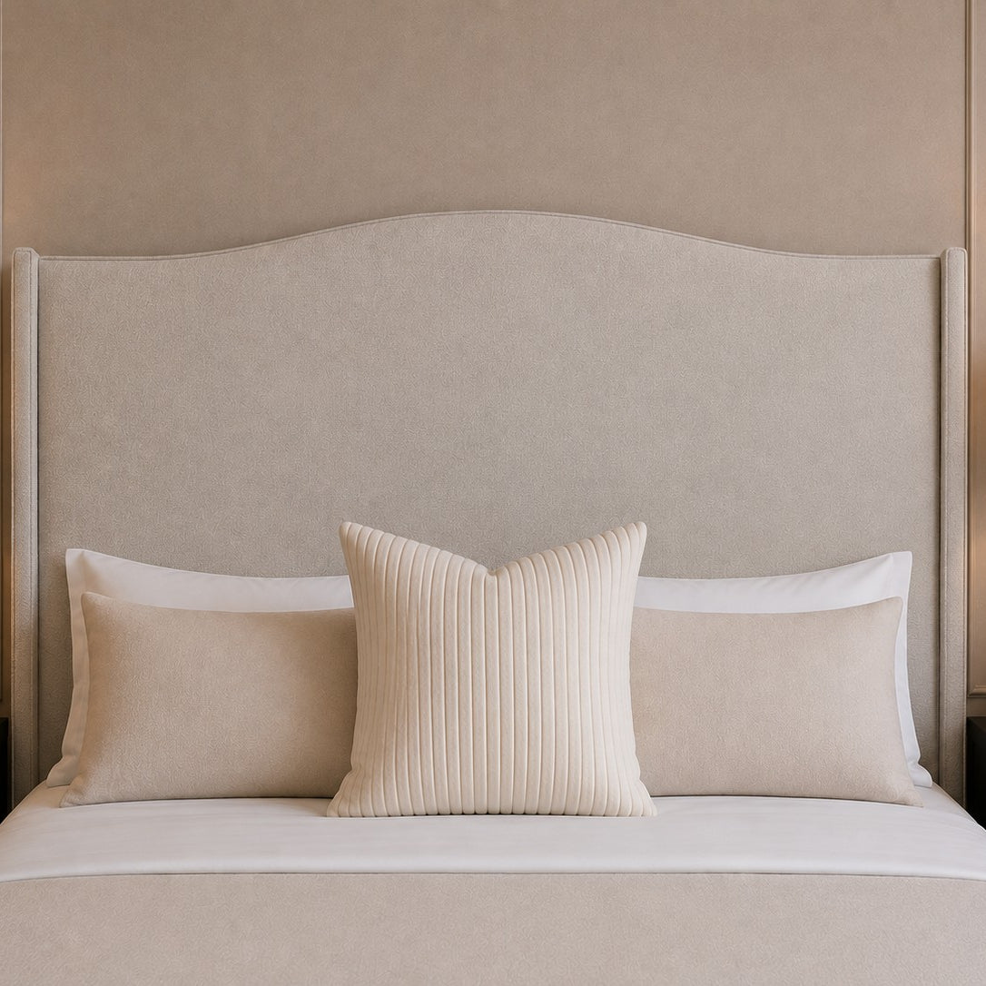 Palermo Curved Winged Tall Headboard Upholstered Bed Frame