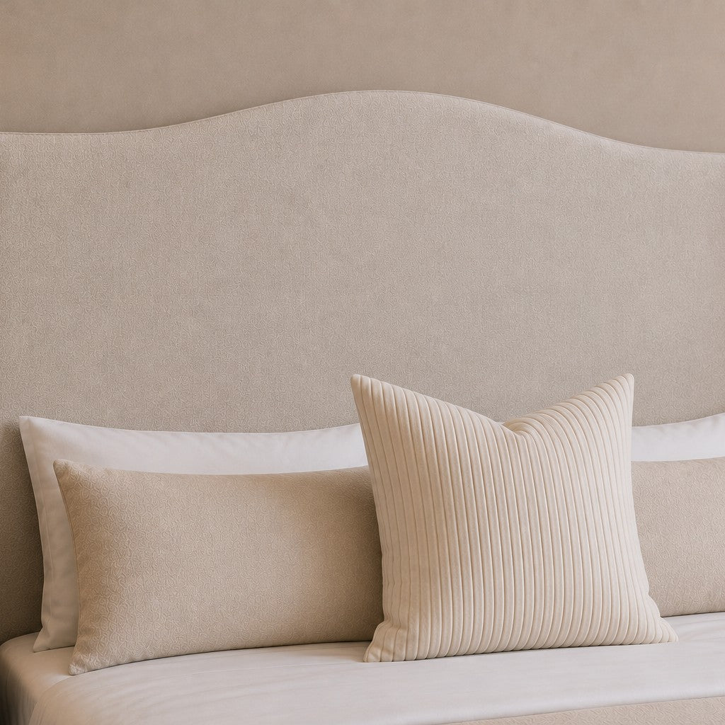 Palermo Curved Winged Tall Headboard Upholstered Bed Frame
