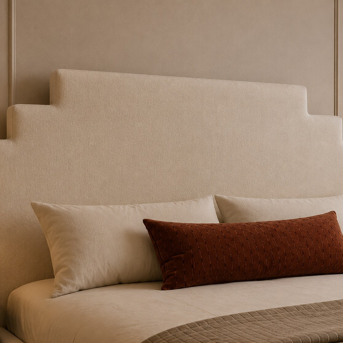 Perugia Art Deco Stepped Headboard Upholstered Bed Frame
