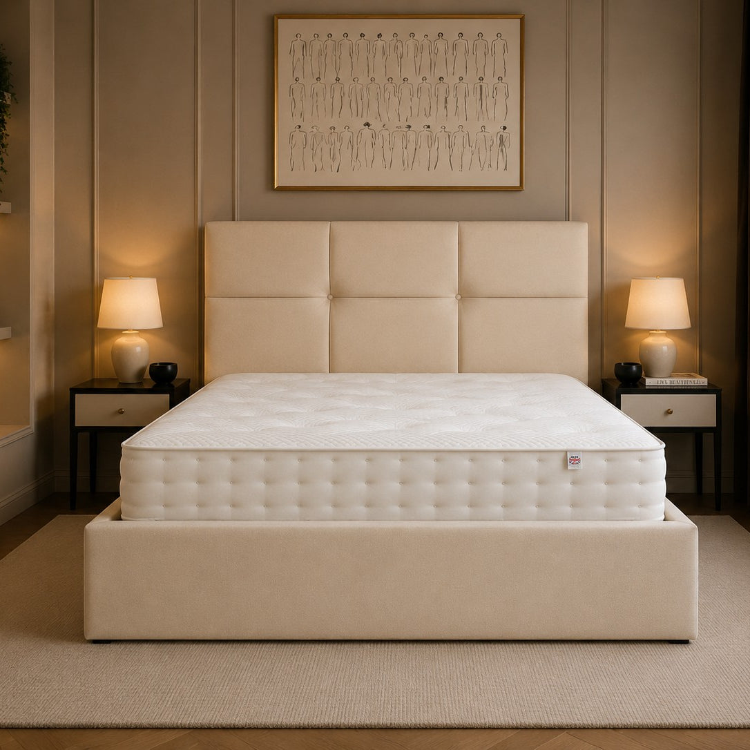 Pienza Square Panelled Buttoned Headboard Upholstered Bed Frame