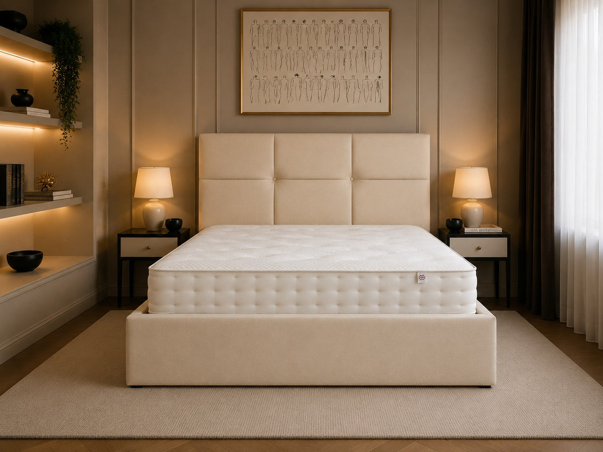 Pienza Square Panelled Buttoned Headboard Upholstered Bed Frame