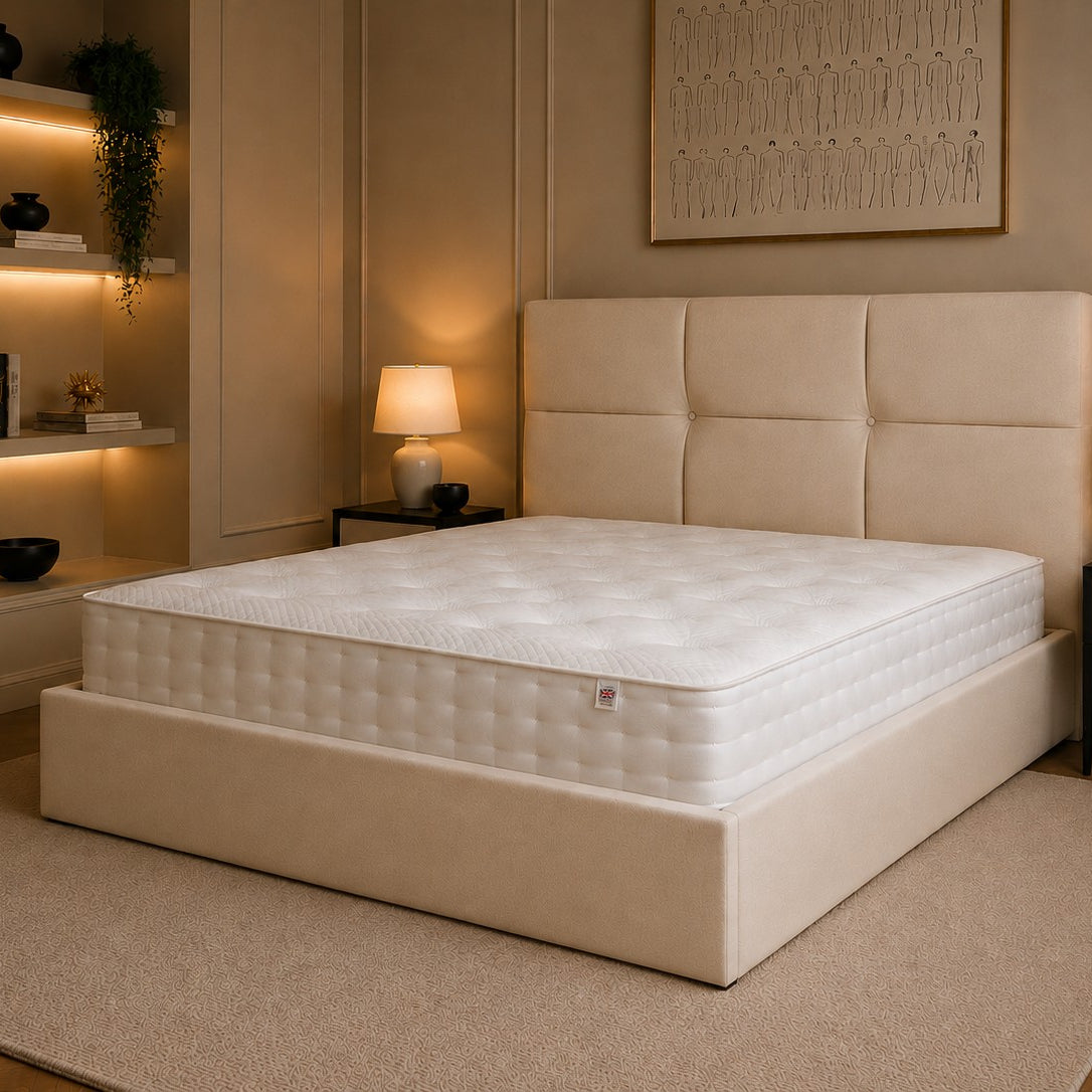Pienza Square Panelled Buttoned Headboard Upholstered Bed Frame