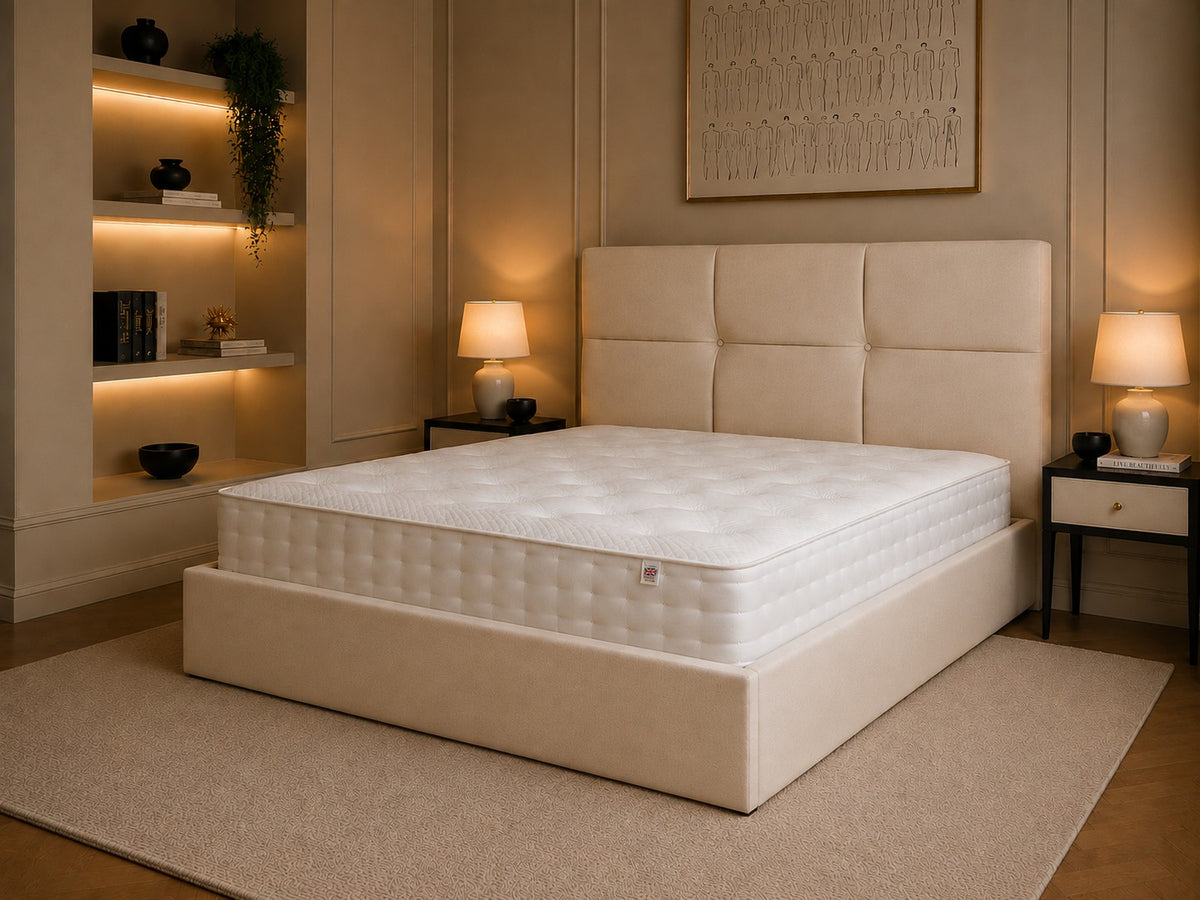 Pienza Square Panelled Buttoned Headboard Upholstered Bed Frame