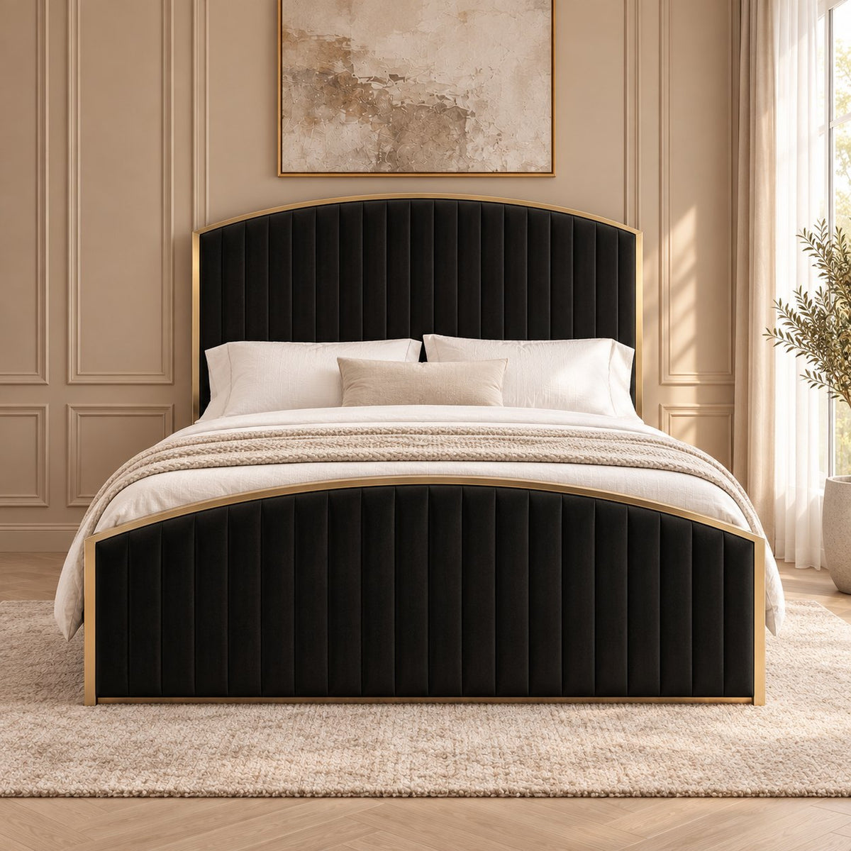 Polignano bed in black, front view