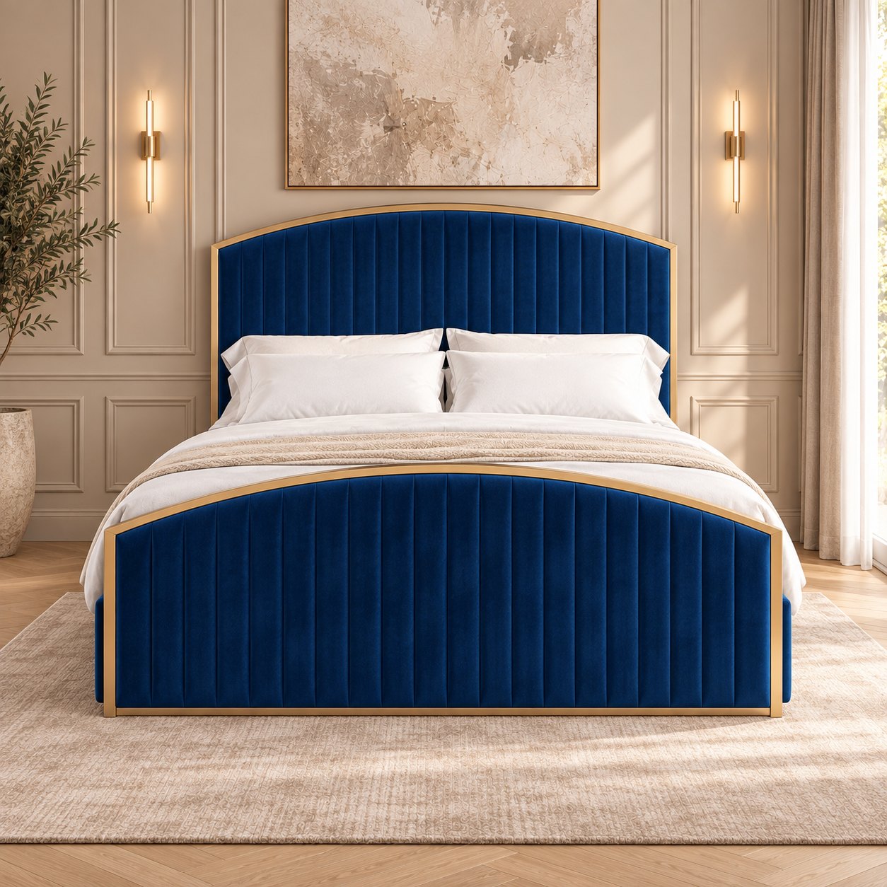 Polignano bed in blue, front view
