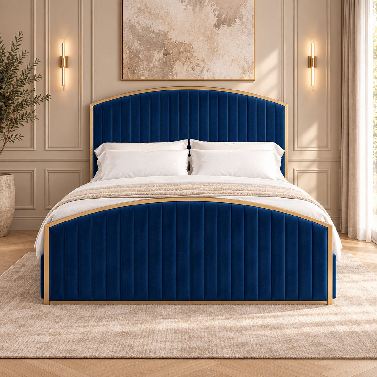 Polignano bed in blue, front view