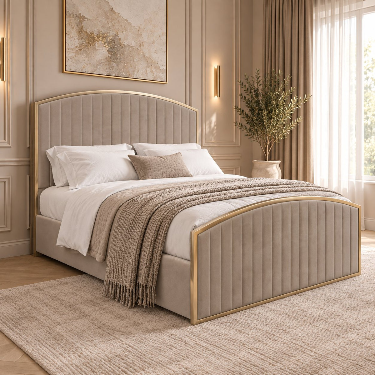 Polignano bed in pebble, side view