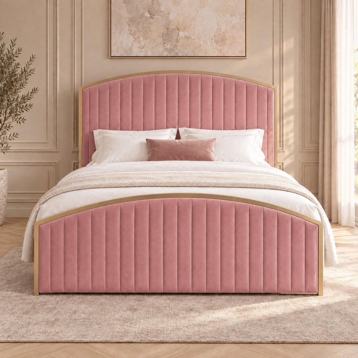 Polignano bed in pink, front view