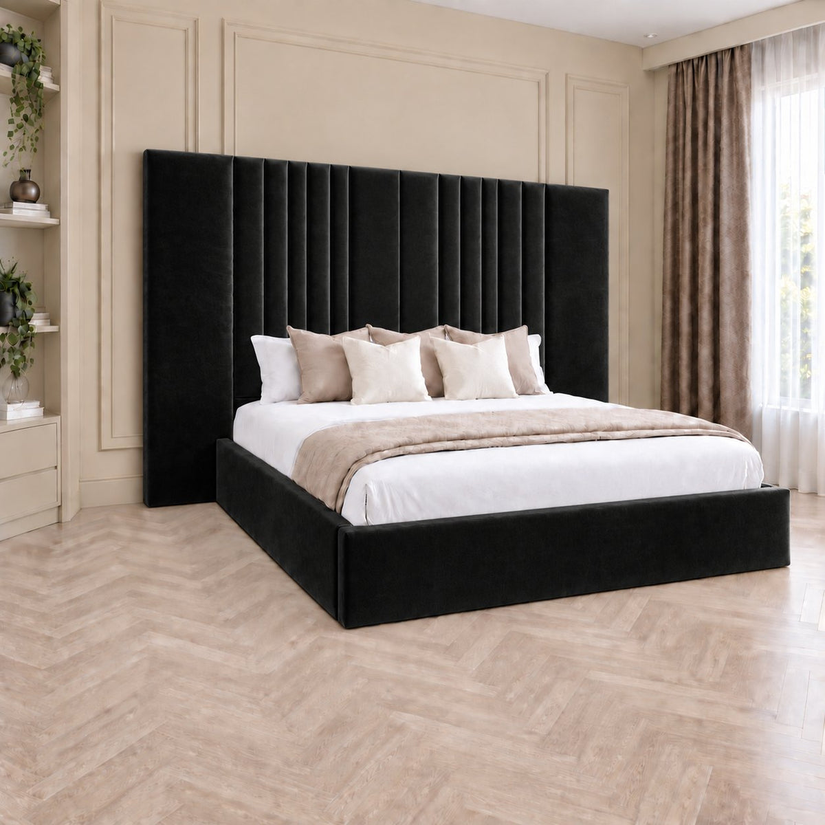 Portofino bed in black, side view