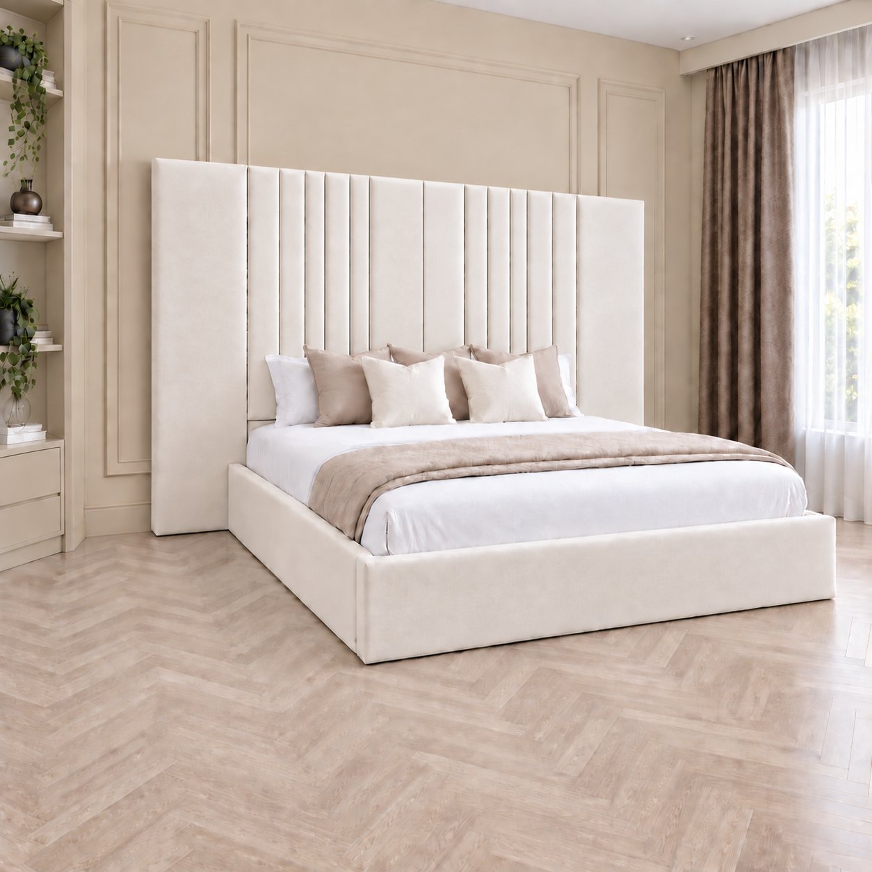 Portofino bed in cream, side view
