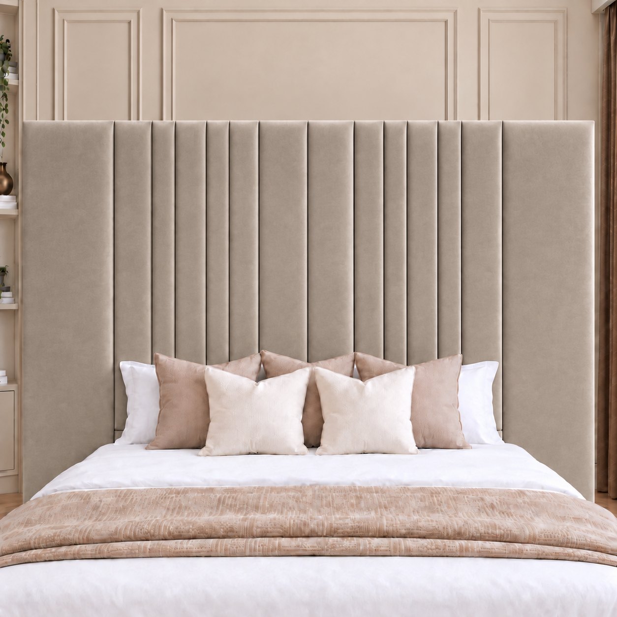 Portofino bed in pebble, headboard close-up