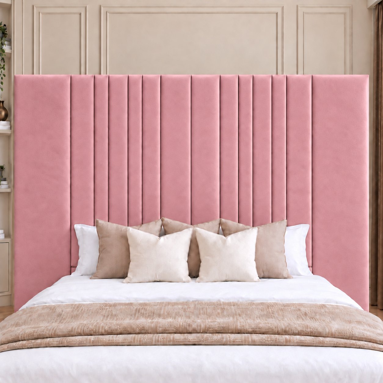 Portofino bed in pink, headboard close-up