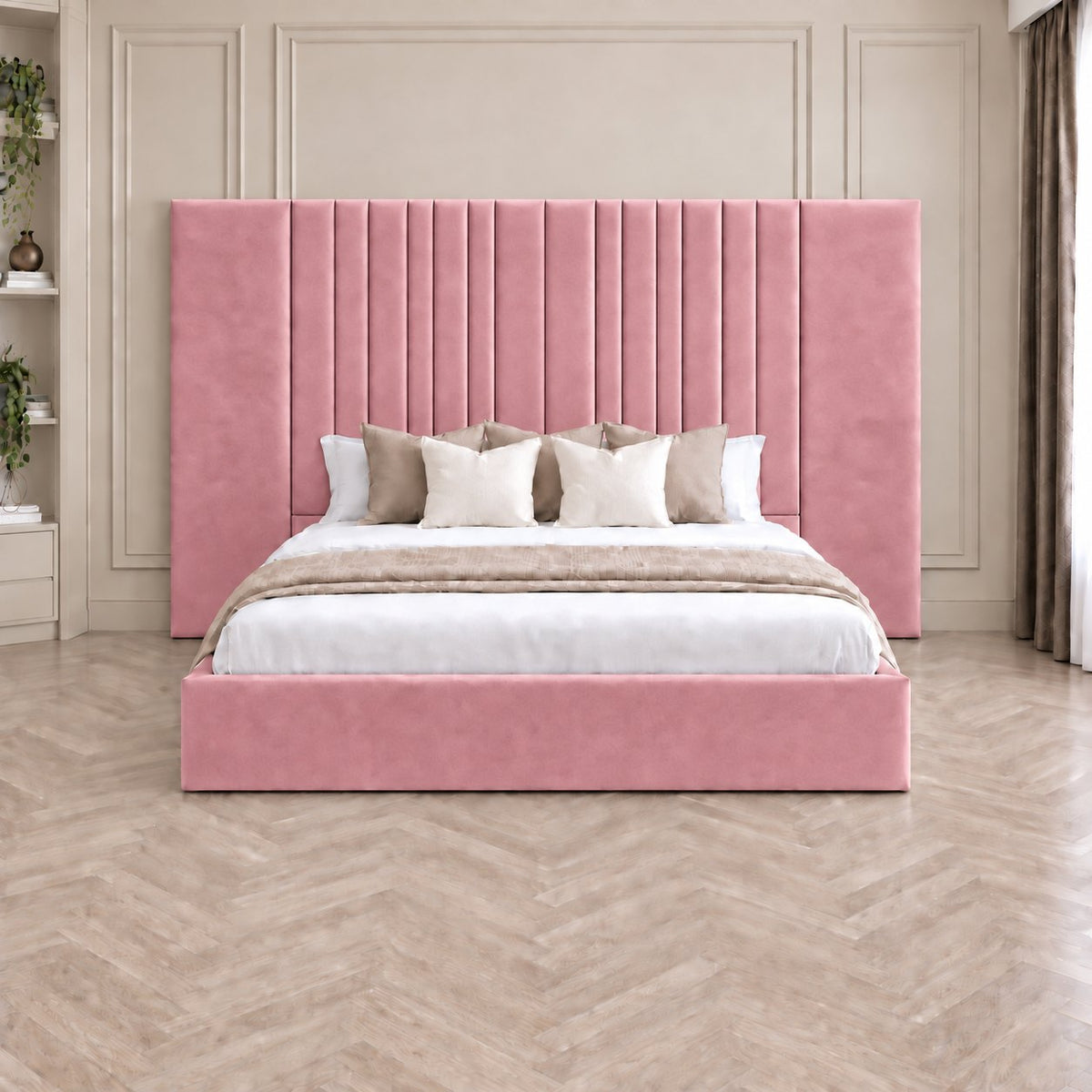 Portofino bed in pink, front view