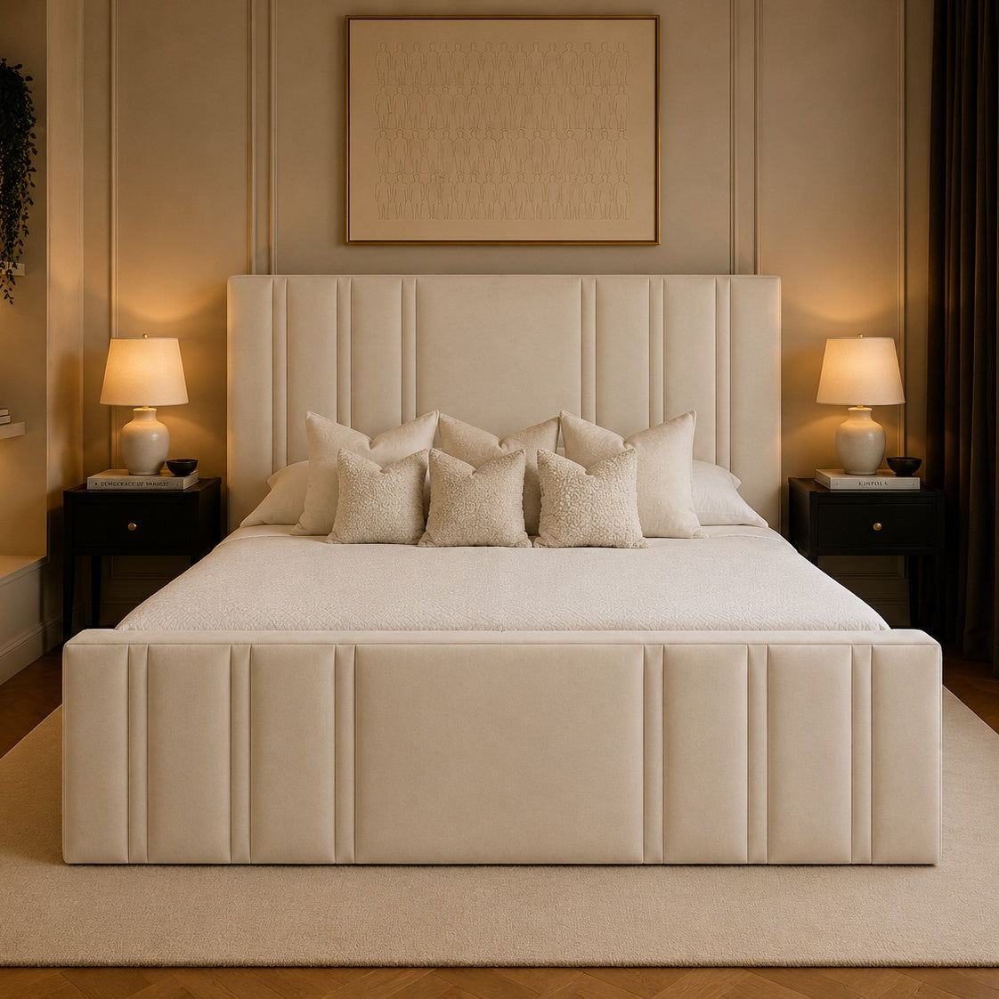 Procida Vertical Line Headboard and Footboard Upholstered Bed Frame