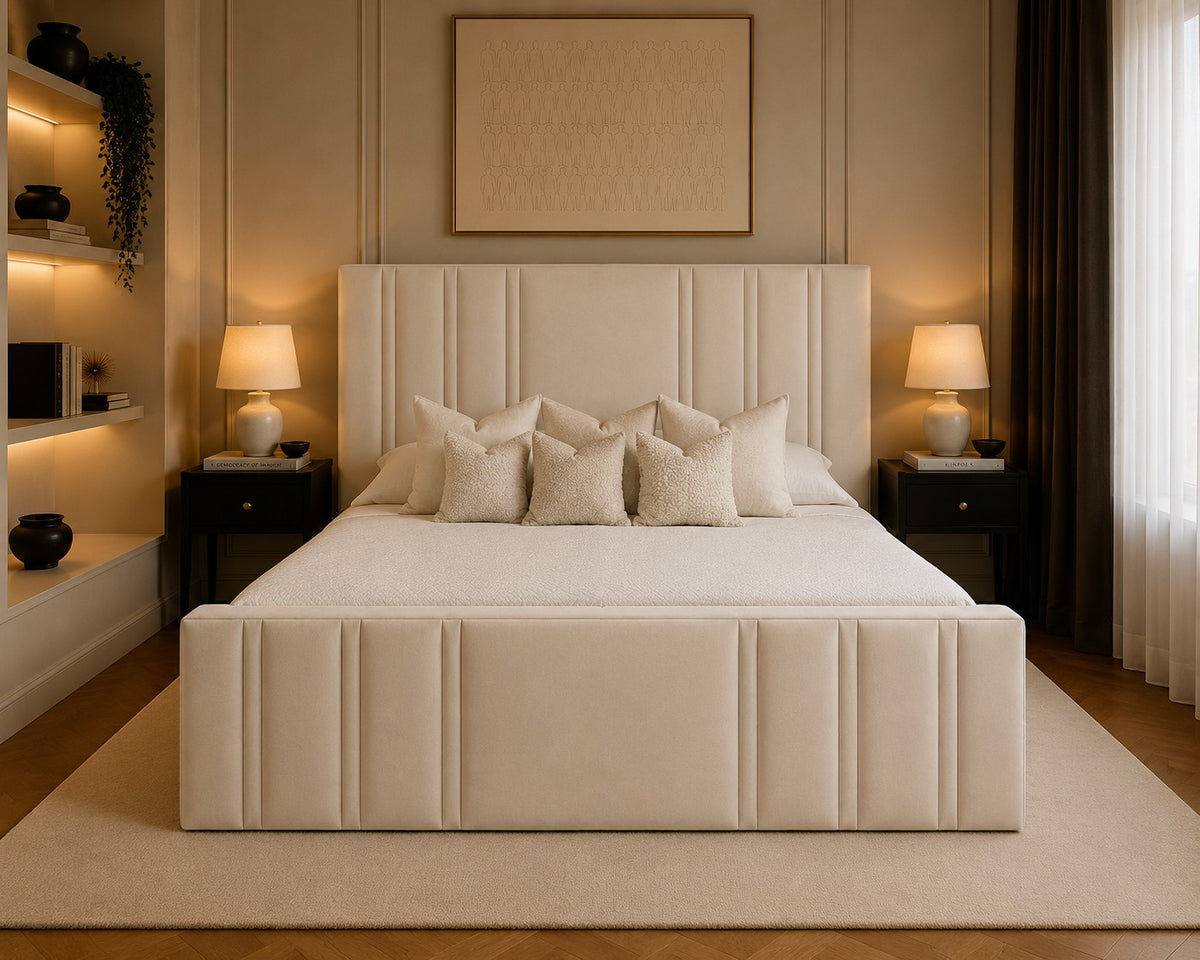 Procida Vertical Line Headboard and Footboard Upholstered Bed Frame