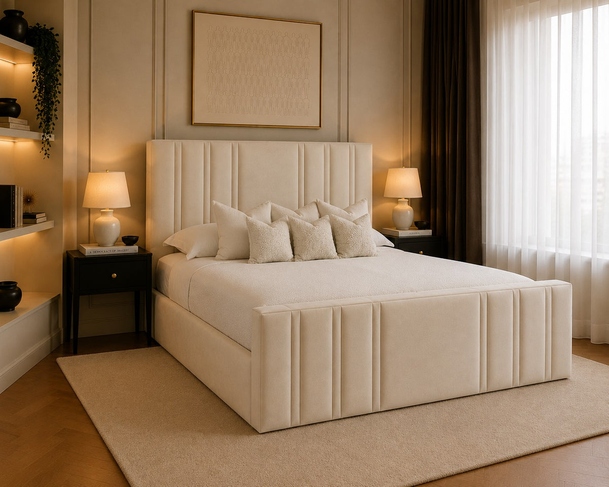 Procida Vertical Line Headboard and Footboard Upholstered Bed Frame