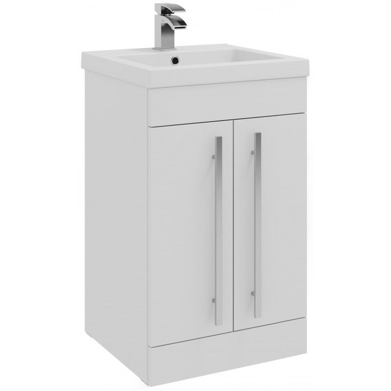 Purilux White Gloss 2 Door Unit & Mid Depth Ceramic Basin
