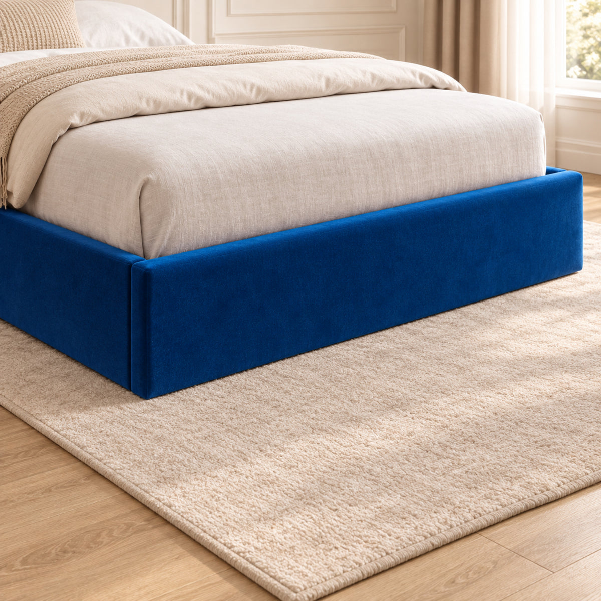 Quanta Straight Winged Upholstered Soft Velvet Bed Frame