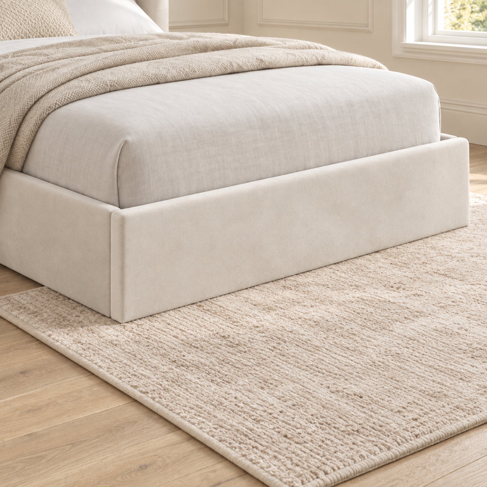 Quanta Straight Winged Upholstered Soft Velvet Bed Frame