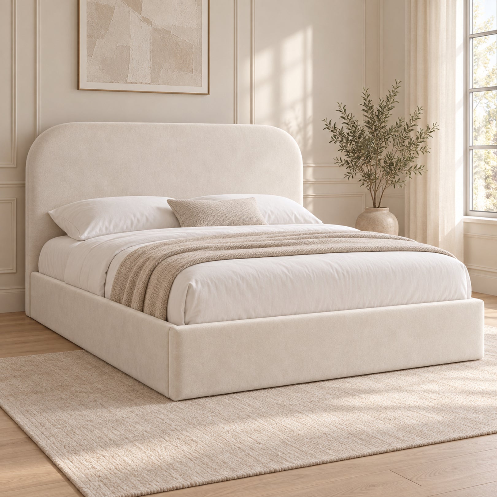 Quincy Boucle Upholstered Bed Frame