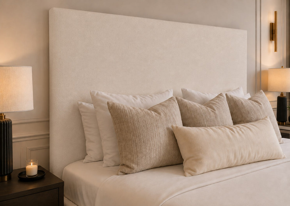 Ravello Plain Tall Headboard Upholstered Bed Frame