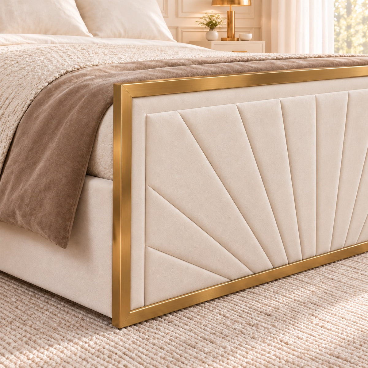 Roxy Upholstered Soft Velvet Metal Bed Frame
