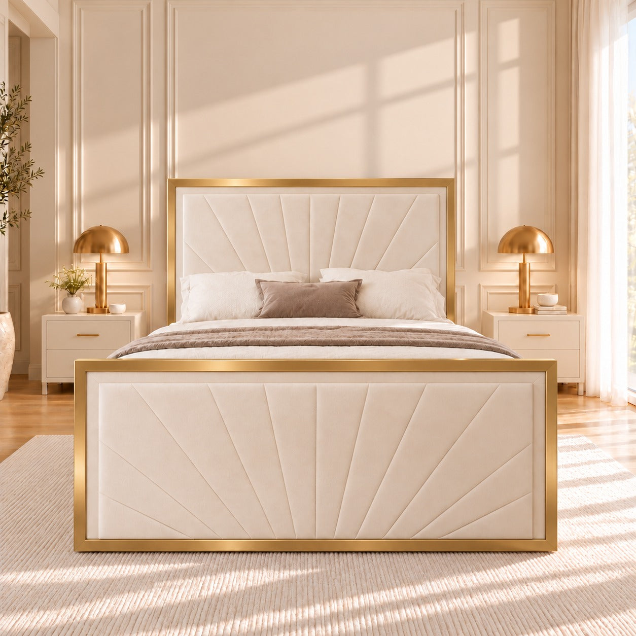 Roxy Upholstered Soft Velvet Metal Bed Frame