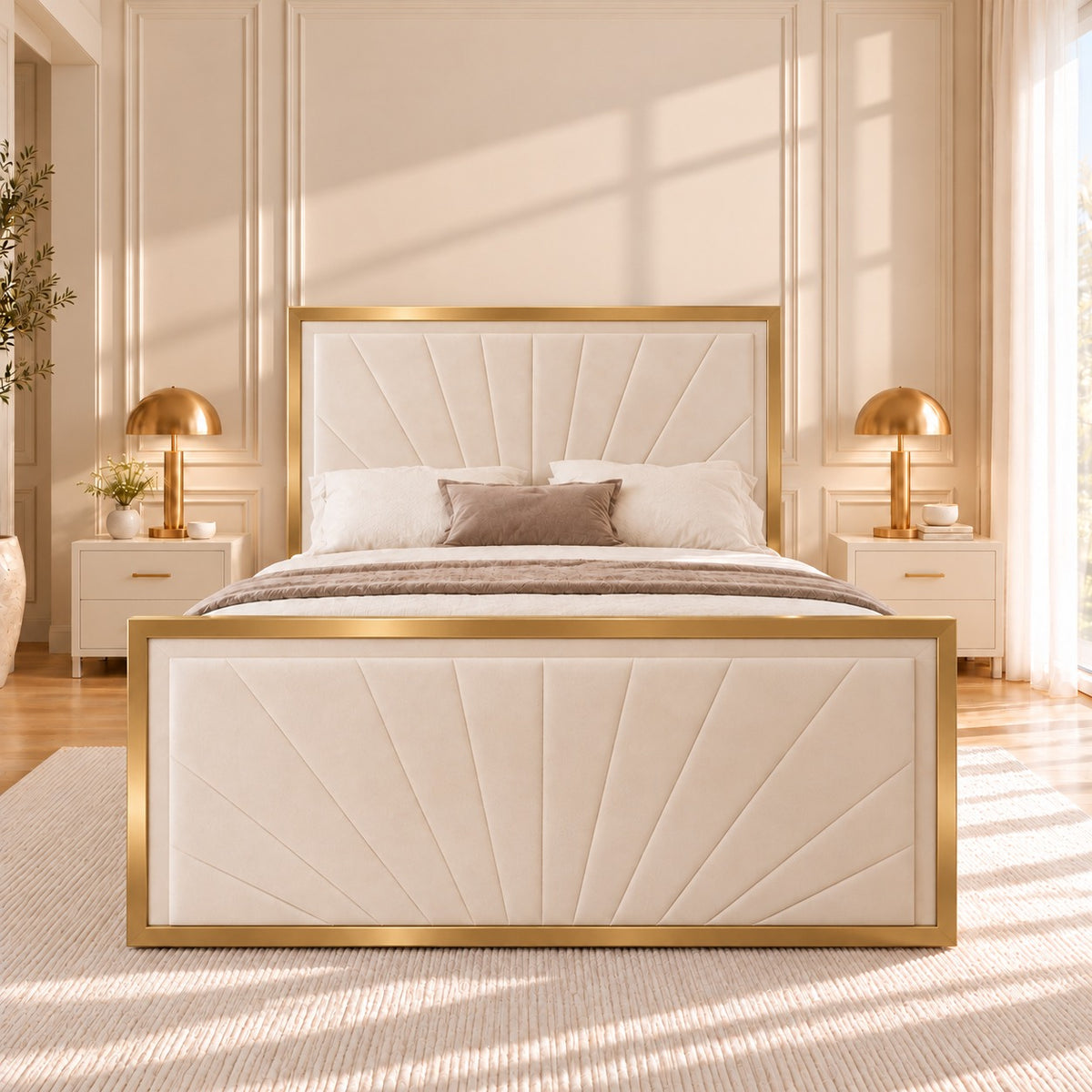 Roxy Upholstered Soft Velvet Metal Bed Frame