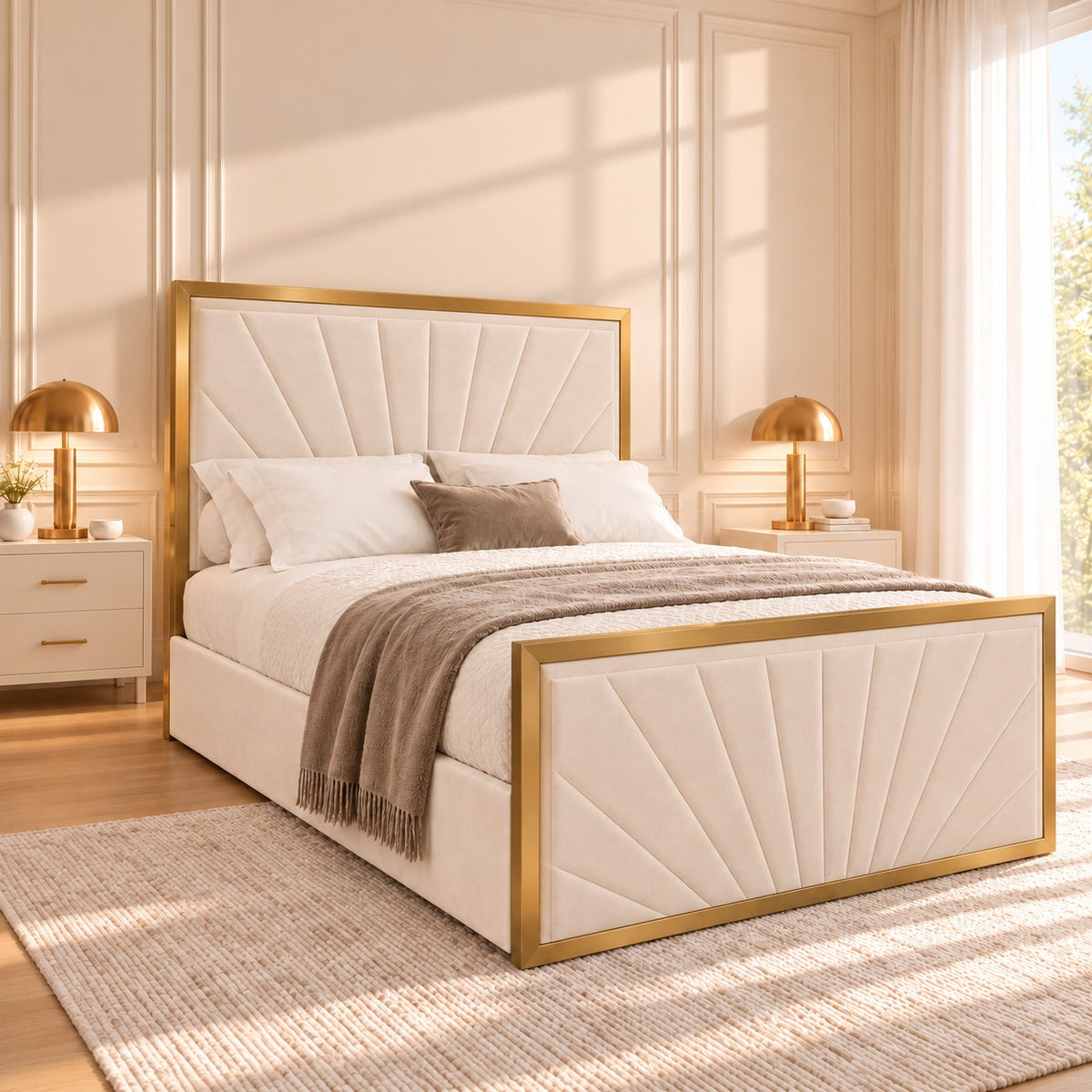 Roxy Upholstered Soft Velvet Metal Bed Frame