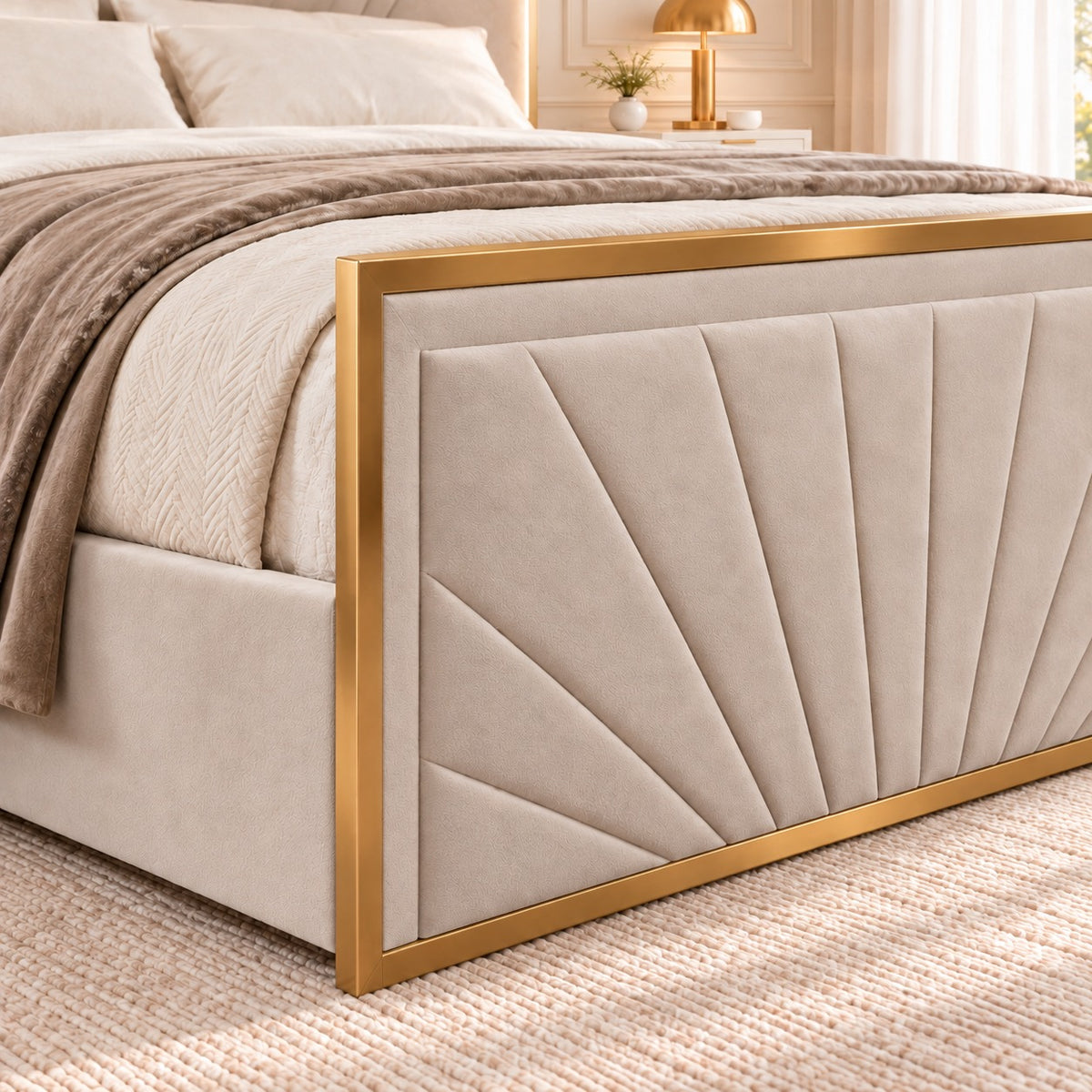 Roxy Upholstered Soft Velvet Metal Bed Frame