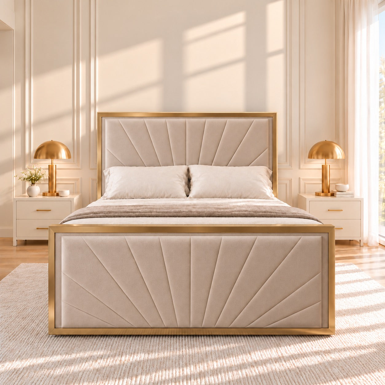 Roxy Upholstered Soft Velvet Metal Bed Frame