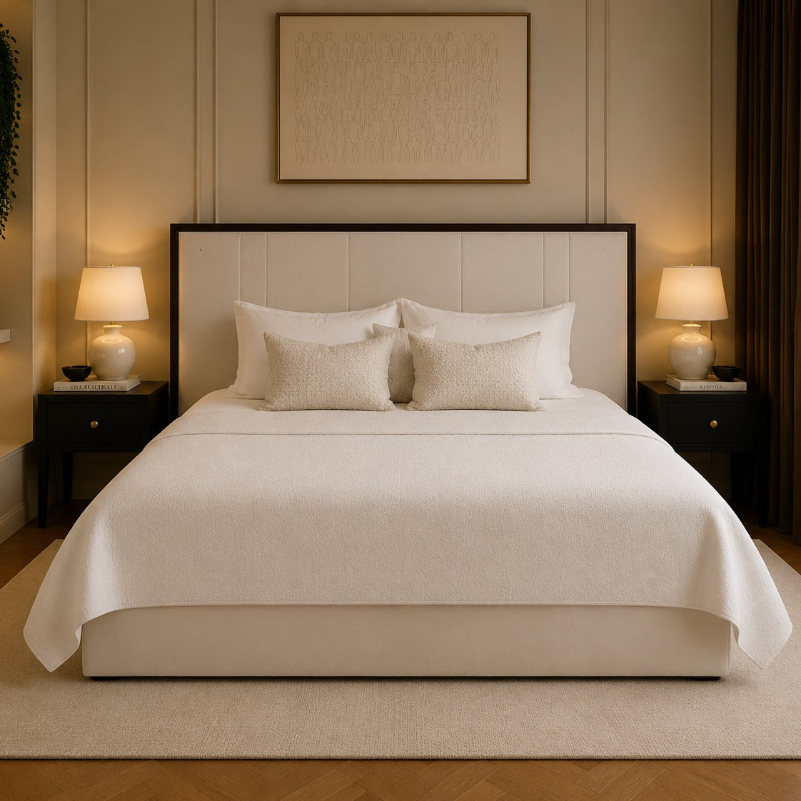 Salerno Metal Framed Vertical Panelled Headboard Upholstered Bed Frame
