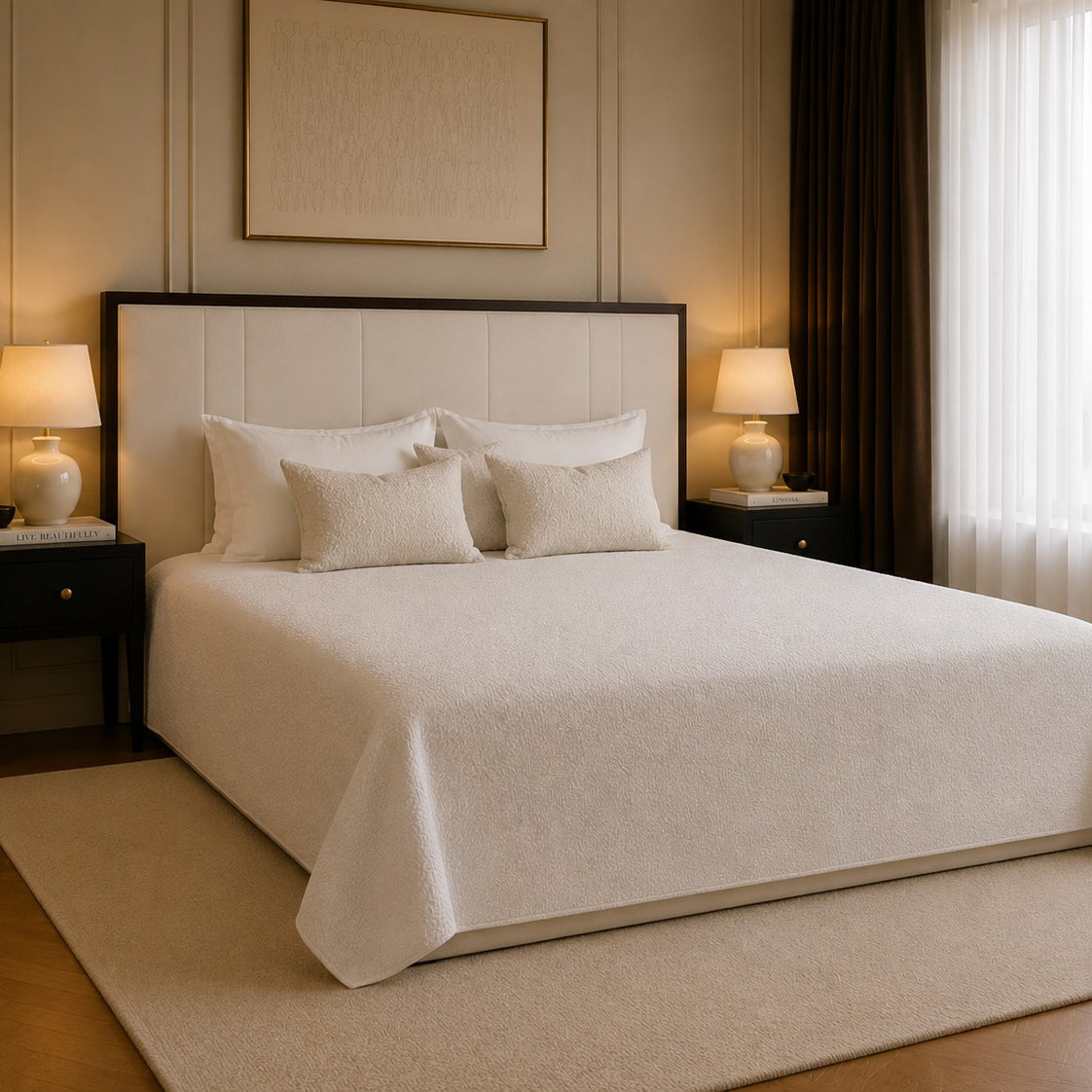 Salerno Metal Framed Vertical Panelled Headboard Upholstered Bed Frame