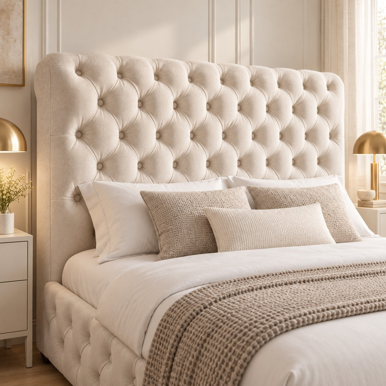 Savana Sleigh Upholstered Soft Velvet Bed Frame