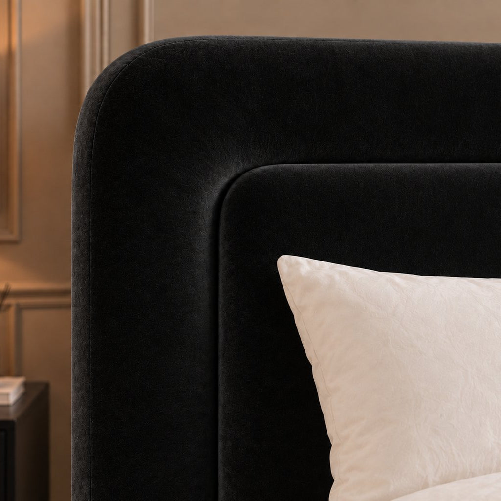 Scilla bed in black, headboard close-up