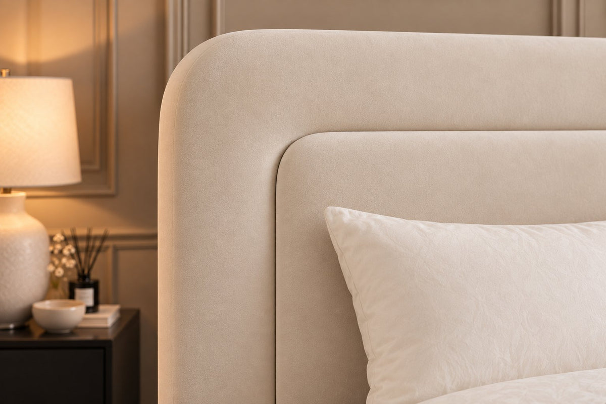Scilla bed in cream, headboard close-up