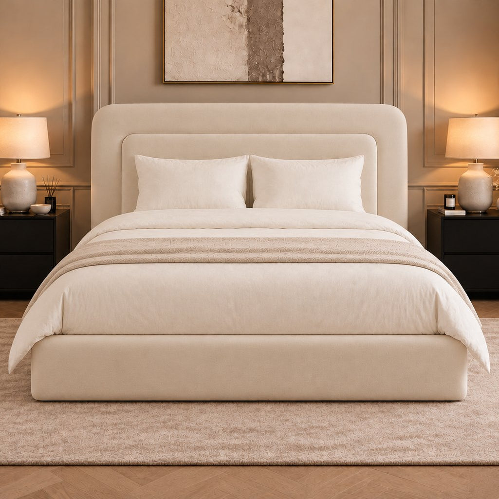 Scilla bed in cream, front view