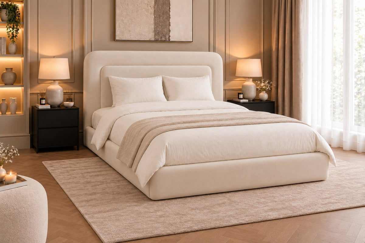 Scilla bed in cream, side view