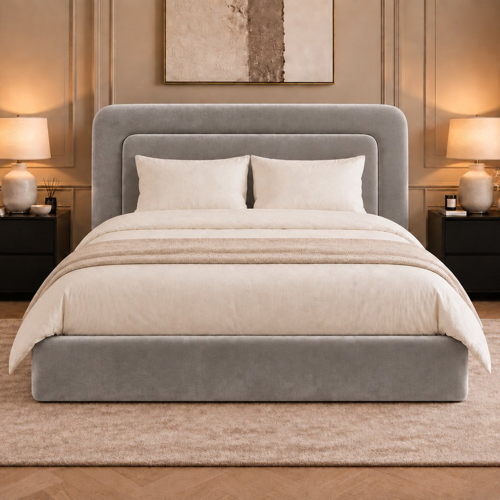 Scilla bed in grey, front view