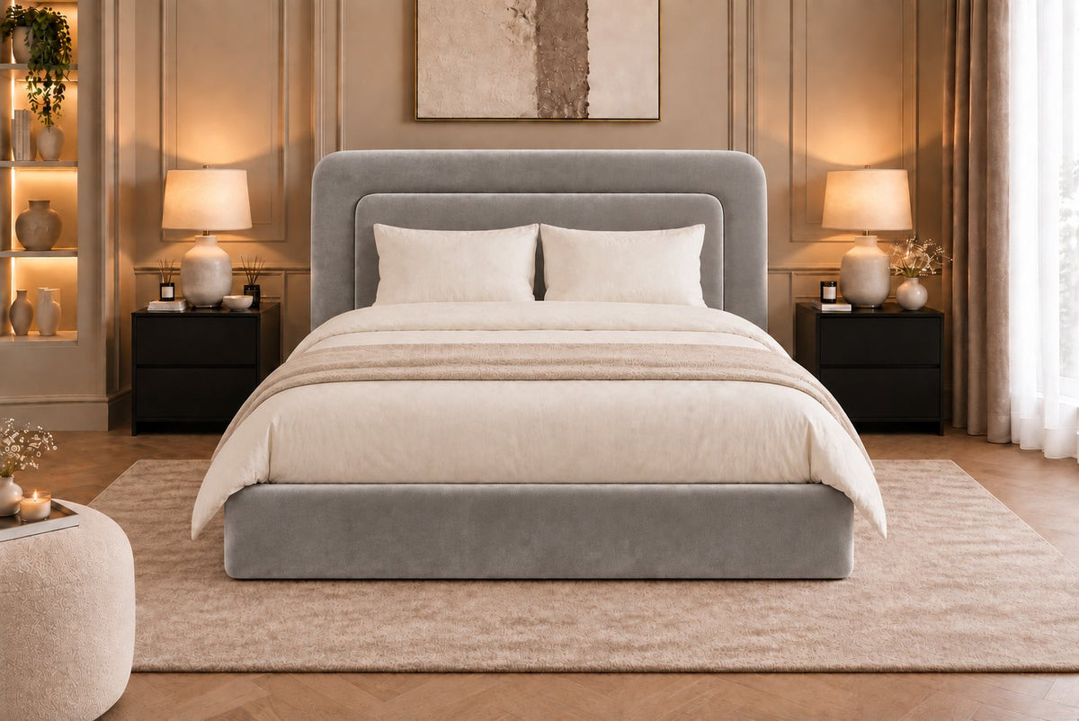 Scilla bed in grey, front view