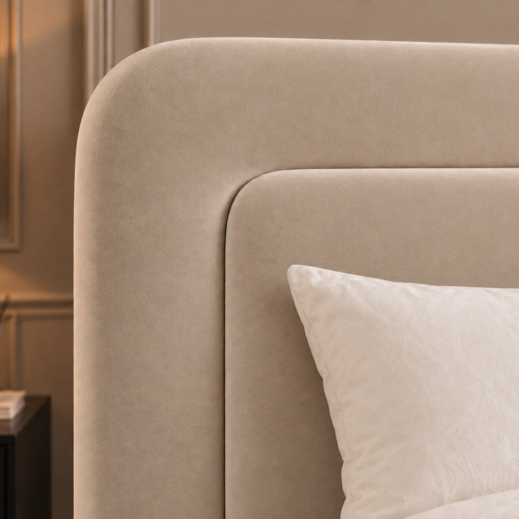 Scilla bed in pebble, headboard close-up