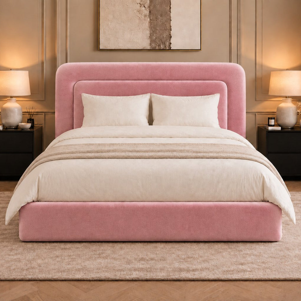Scilla bed in pink, front view