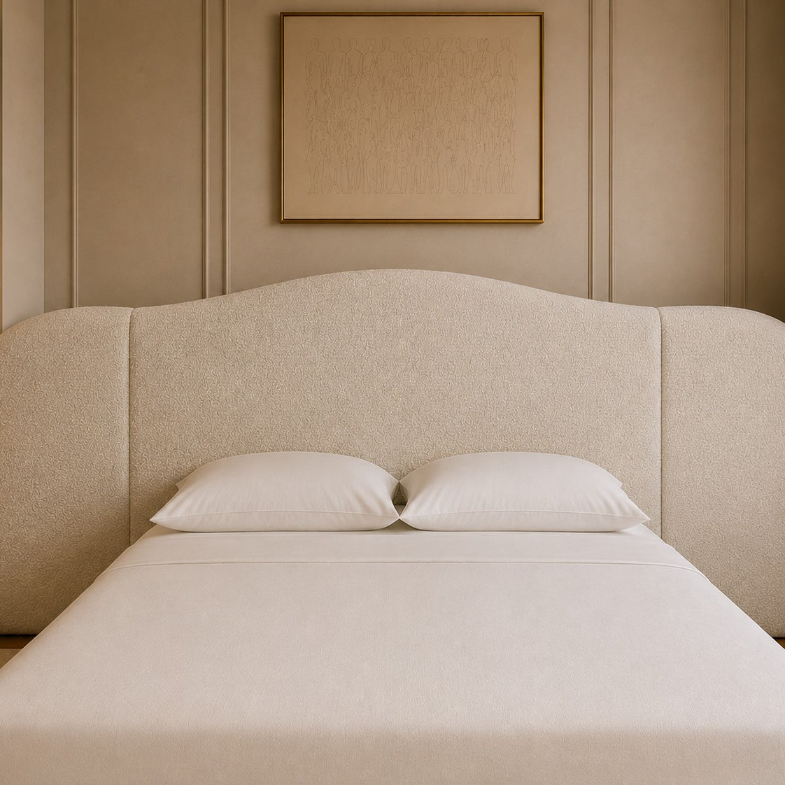 Siracusa Extended Curved Wraparound Headboard Upholstered Bed Frame