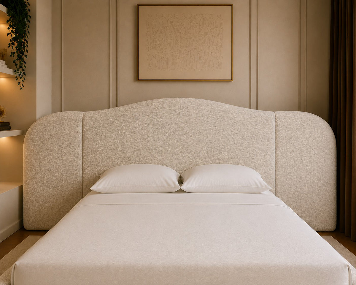 Siracusa Extended Curved Wraparound Headboard Upholstered Bed Frame