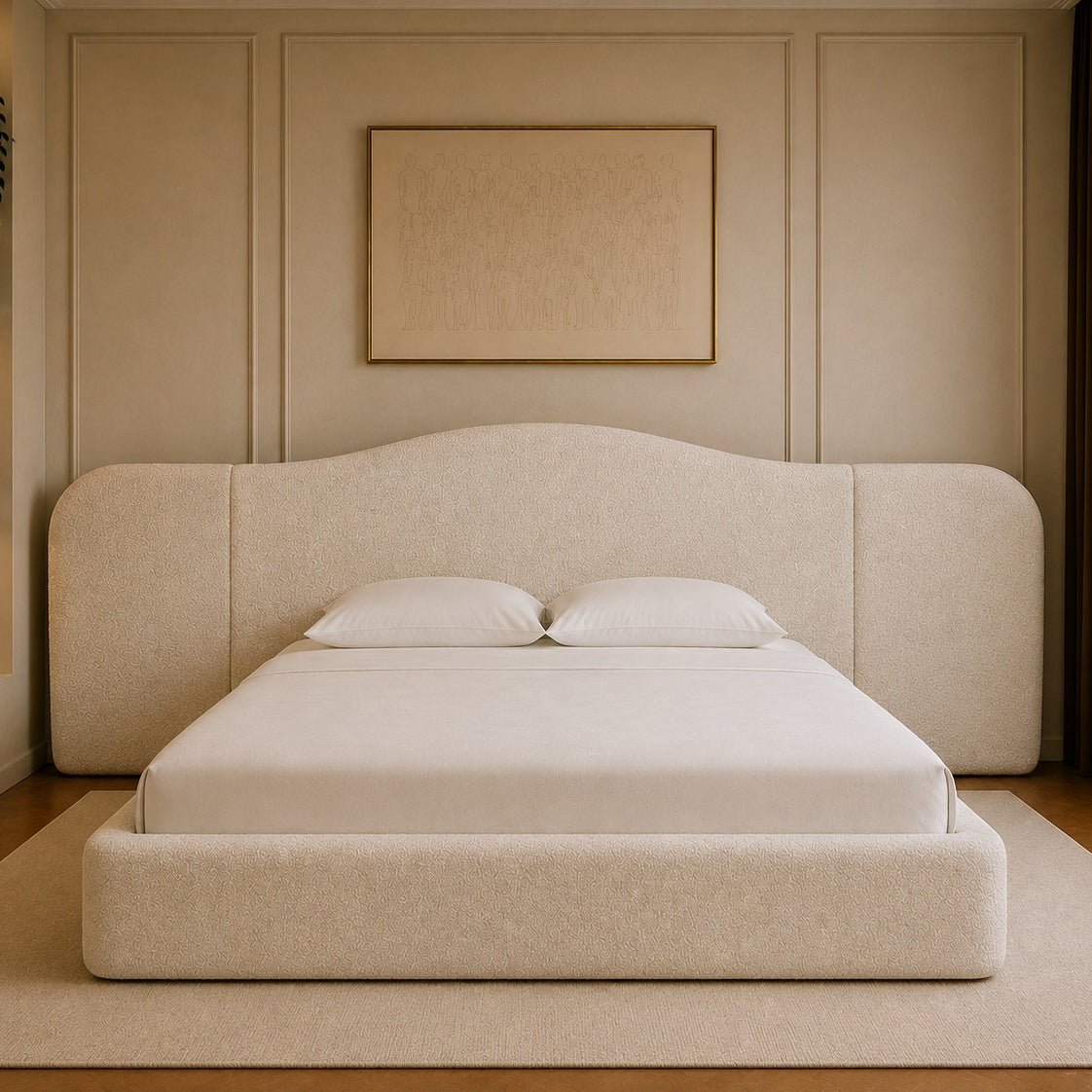 Siracusa Extended Curved Wraparound Headboard Upholstered Bed Frame