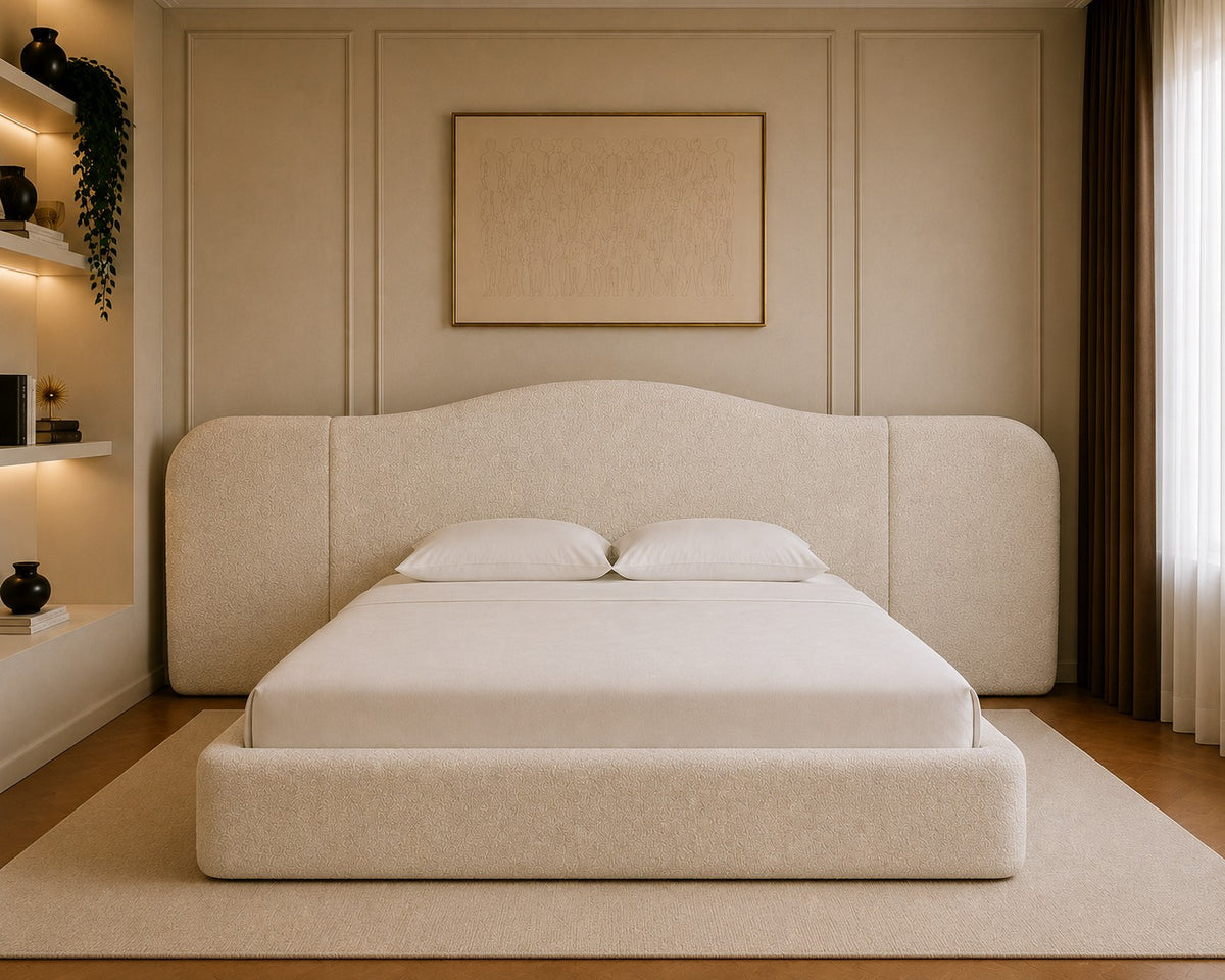 Siracusa Extended Curved Wraparound Headboard Upholstered Bed Frame